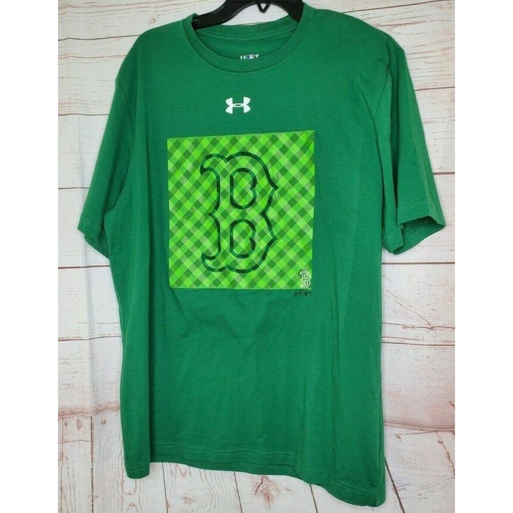 Loose Large Green Boston Red Sox B Logo Heat Gear T Shirt